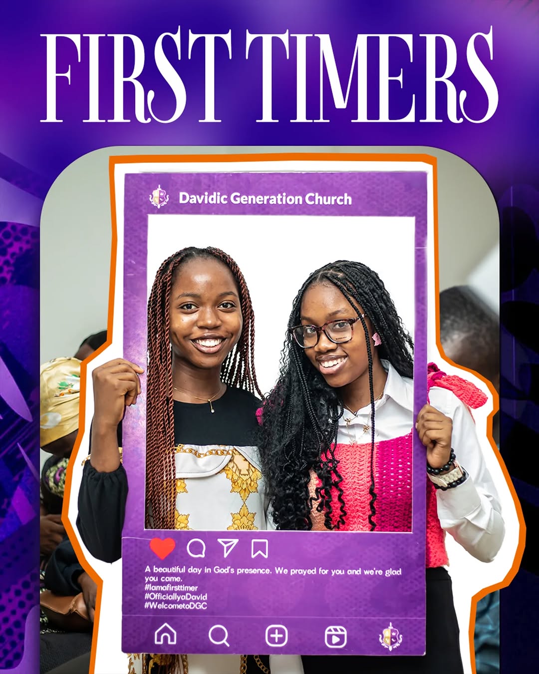 First-time guests smiling during a DGC Sunday service